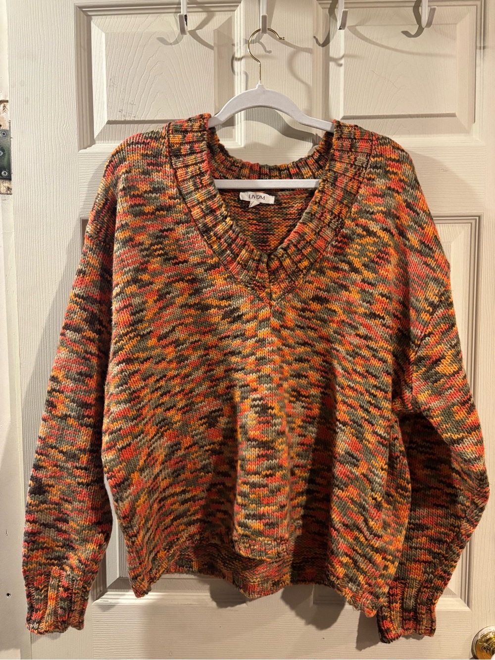V-Neck Multi-Color Knit Sweater -